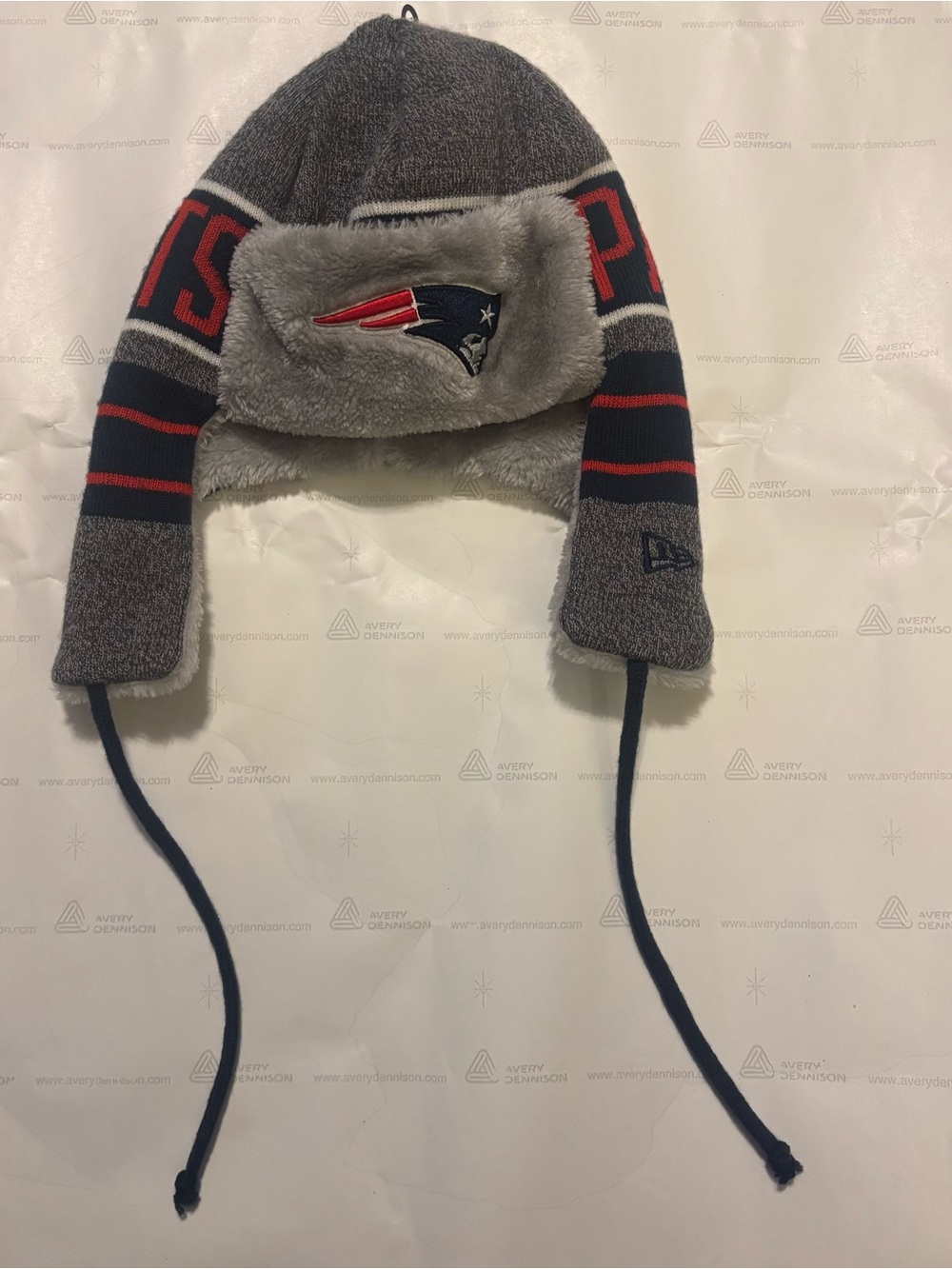 New England Patriots Gray Faux-Fur Earflap Hat by NFL/New Era